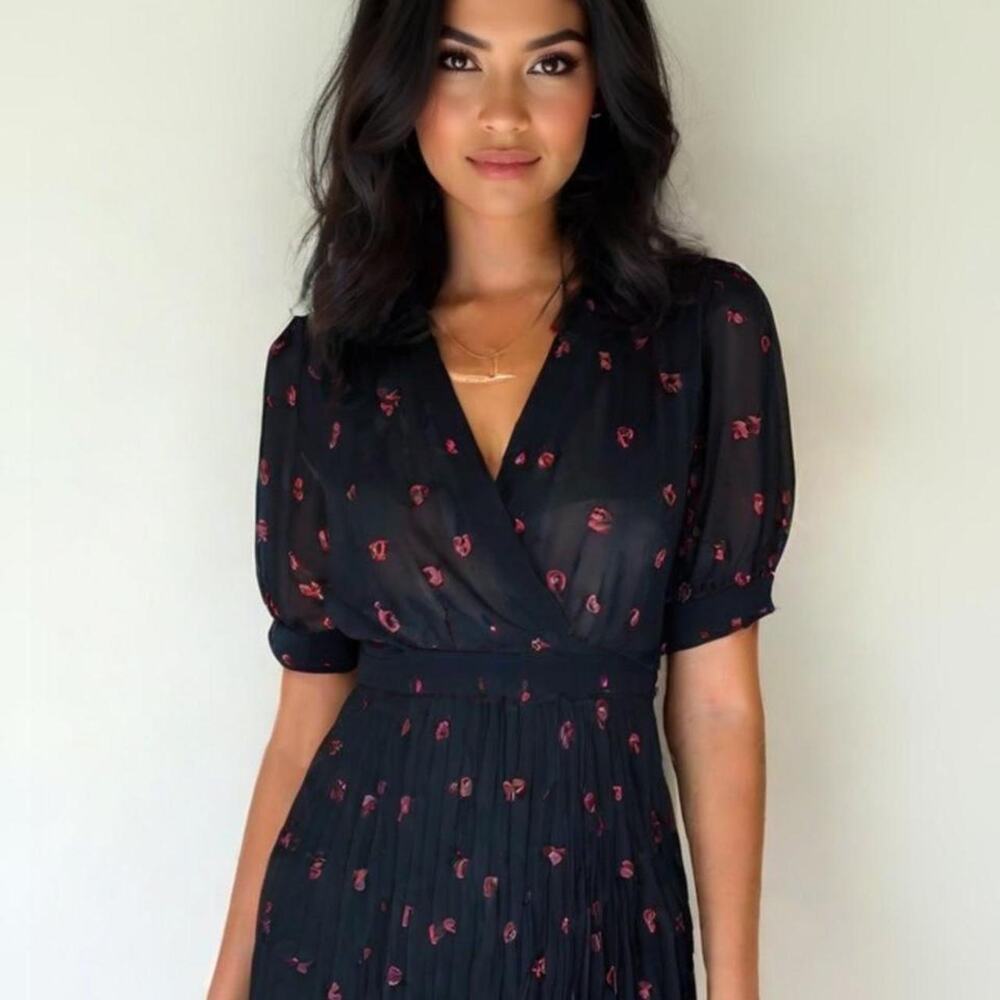 Maje black dress with red